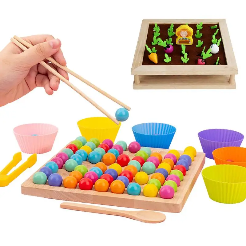 

Wooden Carrots Sorting Toy 2 In 1 Carrot Harvest Sorting & Matching Memory Toys Montessori Toy Fine Motor Skills For Toddlers 1