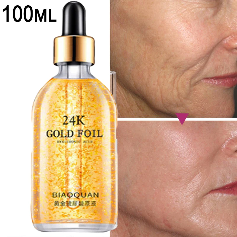 

100ml 24k Gold Hyaluronic Acid Nicotinamide Face Serum Anti Aging Facial Lifting Collagen Essence Skin Care Whitening Serum