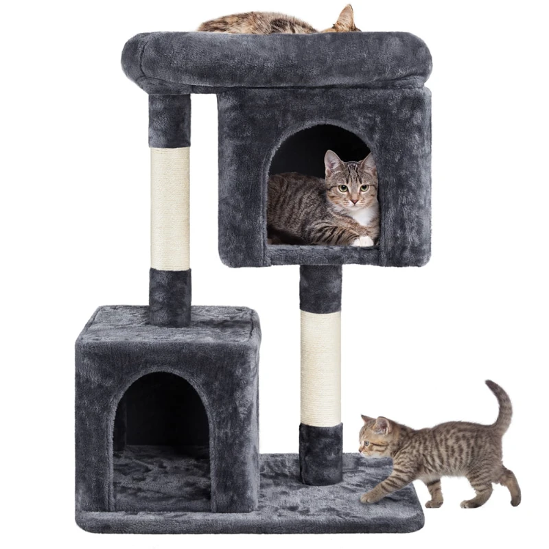 

33.5" Small Tree Tower with 2 Condos, Dark Gray