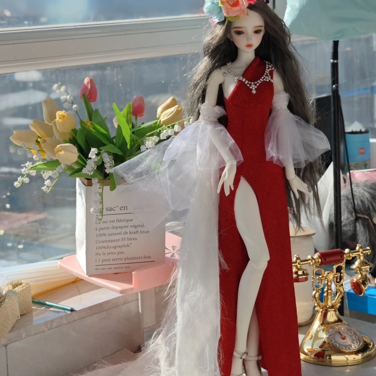 1/3 1/4 1/6 Одежда для кукол BJD соблазнительное красное вечернее платье дяди