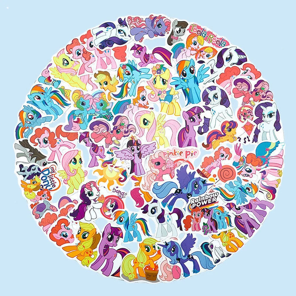 

70Pcs Little Horse Waterproof Sticker Cartoon Anime Figure Twilight Sparkle Rainbow Dash Applejack Spike Dragon Stickers