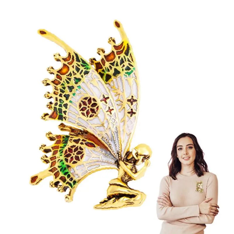 

Fairy Brooch Pin Vintage Wings Fairy Tale Creative Brooch Quality Enamel Women Brooch Pins 2 Colors Angel Designer Jewelry Gift