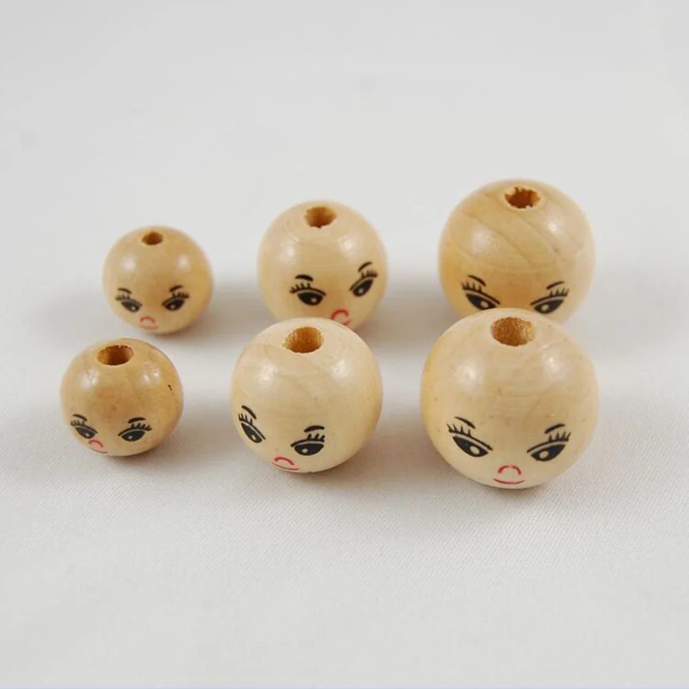 

100 Pcs Peircing Kit Creative DIY Bead Accessories Jewelry Making Wooden Beads Necklace Craft Round Child