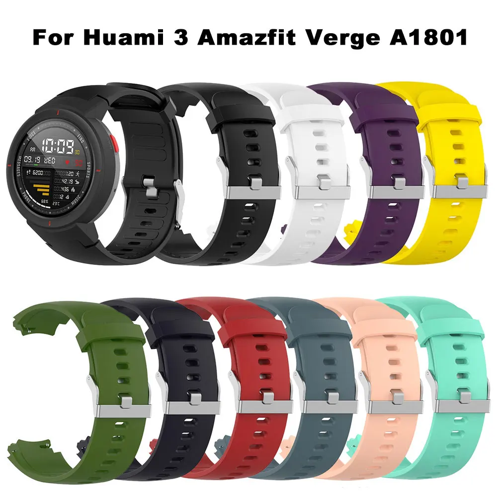 

Silicone Strap For Huami 3 Amazfit Verge A1801 Wrist Watch Straps Band Bracelet SmartWatch Replacement Watchband Accessorie