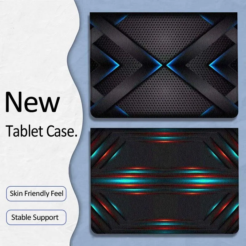 Фото Стильный чехол с неоновым геометрическим узором для планшетов Xiaoxin Lenovo Tab P12 Extreme Legion Y900 Idea Pro GT 12.1 2025 – складной чехол для планшета, подарок №1