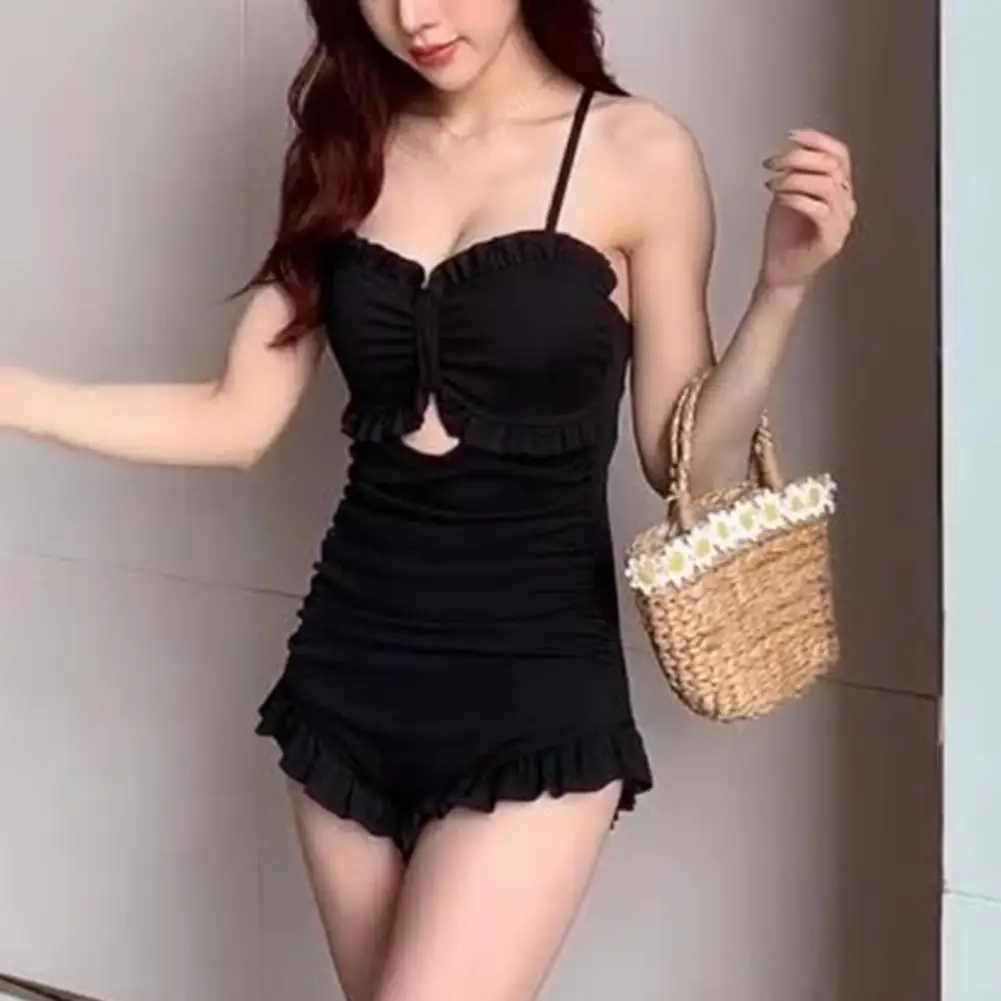 

Popular Women Bikini Slim Sexy Bathing Suit Pure Color Belly Covered Bathing Suit