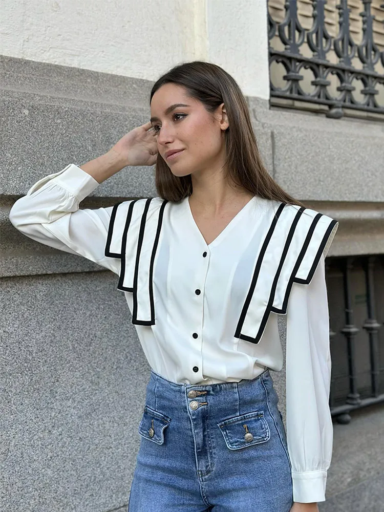 Винтажные лоскутные подплечники женская блузка новинка 2023 года однобортные