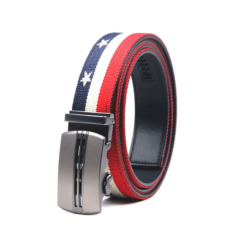 Men's Leather Belt Adjustable Big Size No Hole 140CM Auotomatical Comfort Click Casual Fabric Canvas Ratchet