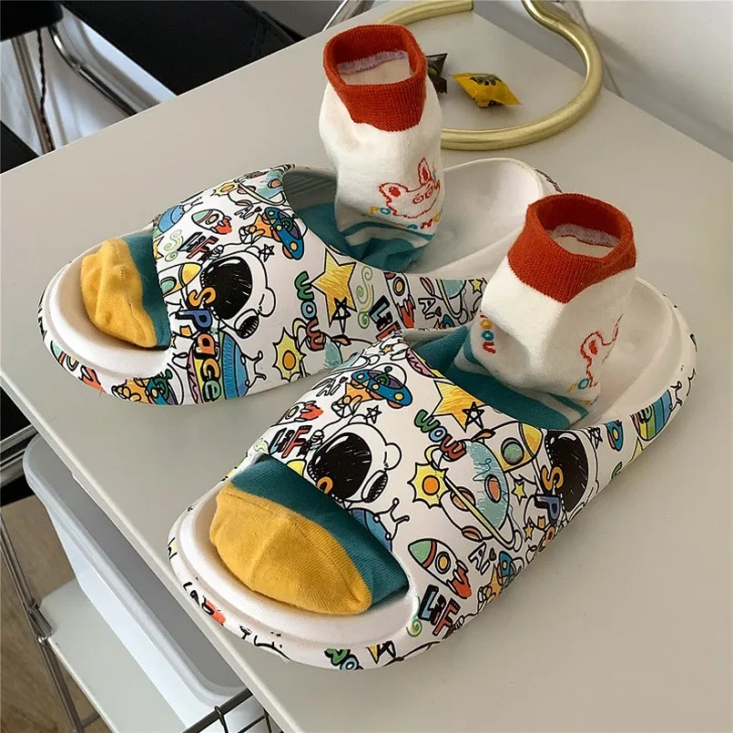 

Lisapie Women Summer Slippers Cartoon Rabbit Men Flip Flops Thick Soled Boys Girls Couples Bathroom Shoes Beach Slides Sandals