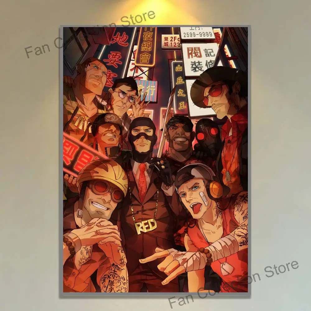 Фото Постер For Scout Pyro Spy Sniper T-Team TF2, многофункциональное настенное искусство для гостиной, спальни, офиса, прихожей, бара, домашнего декора, подарок №4