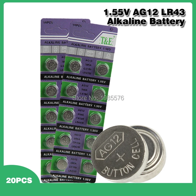 20 шт. 1,55 в Ag12 LR43 LR 43 Часы Pilas батарея SR43W SR1142 GP386 LR43 LR1144 монеты для лазерной указки компьютера