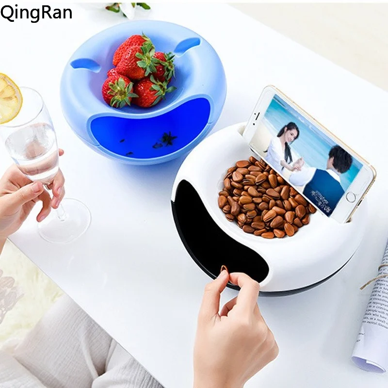 

Home Storage Organization Storage Boxes Bins Lazy Fruit Plate Eating Melon Seeds Look Phone Bracket Organizador Maquillaje Cajas