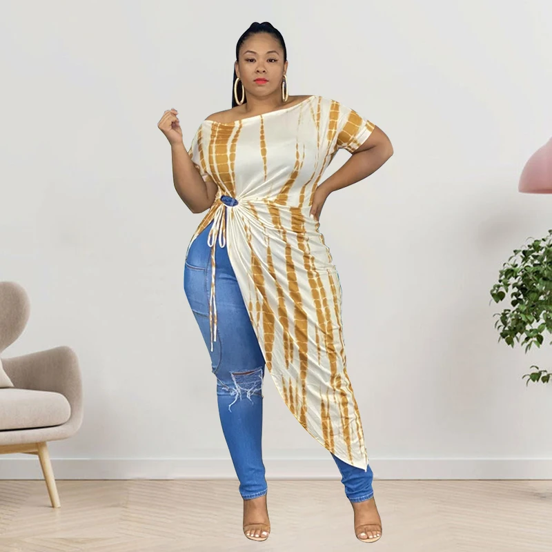 

Plus Size Women Autumn Print Stitching Split Hem Long Skirt 2022 Sexy Women Maxi Dress Femme
