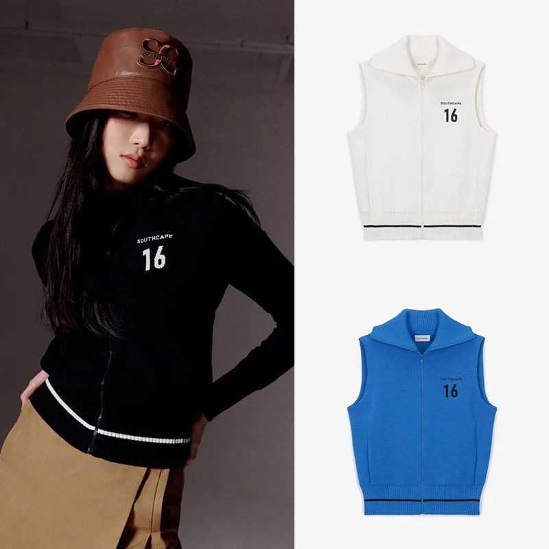 

Golf Women's Sleeveless Vest Foreign Air Age Reduction Knitted Zipper Korean Cardigan Baseball Golf Jacket