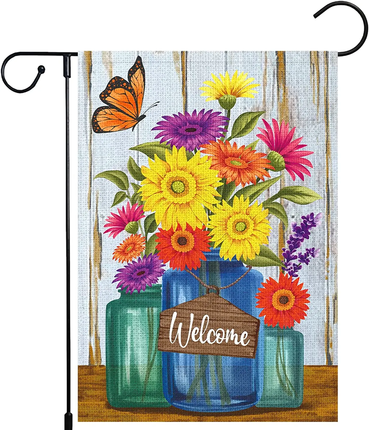 

Welcome Summer Garden Flag Spring Floral Garden Flags 12x18 Double Sided Burlap Summer Vase Flower Garden Yard