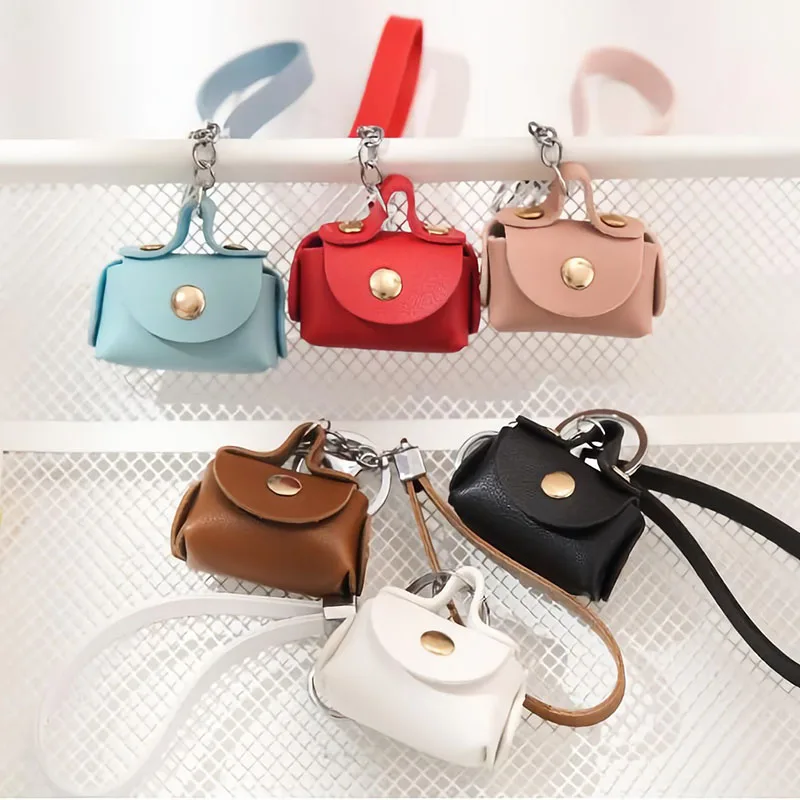 

Soft Leather Coin Wallet Pouch Cute Housekeeper Keychain Coin Purses Women's Bags Mini Portable Storage Bag Small Earphone Box