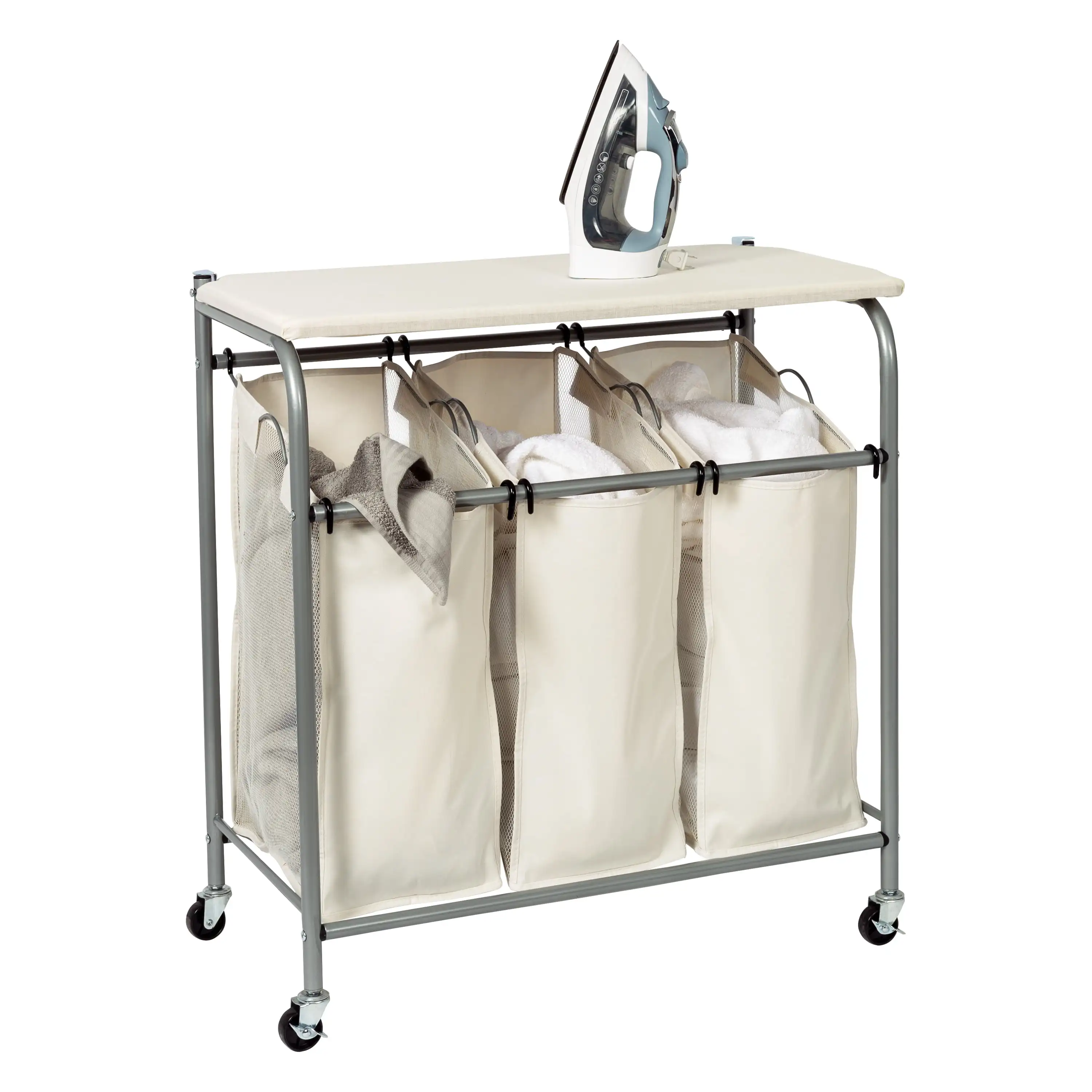 Triple Laundry Sorter with Ironing Board