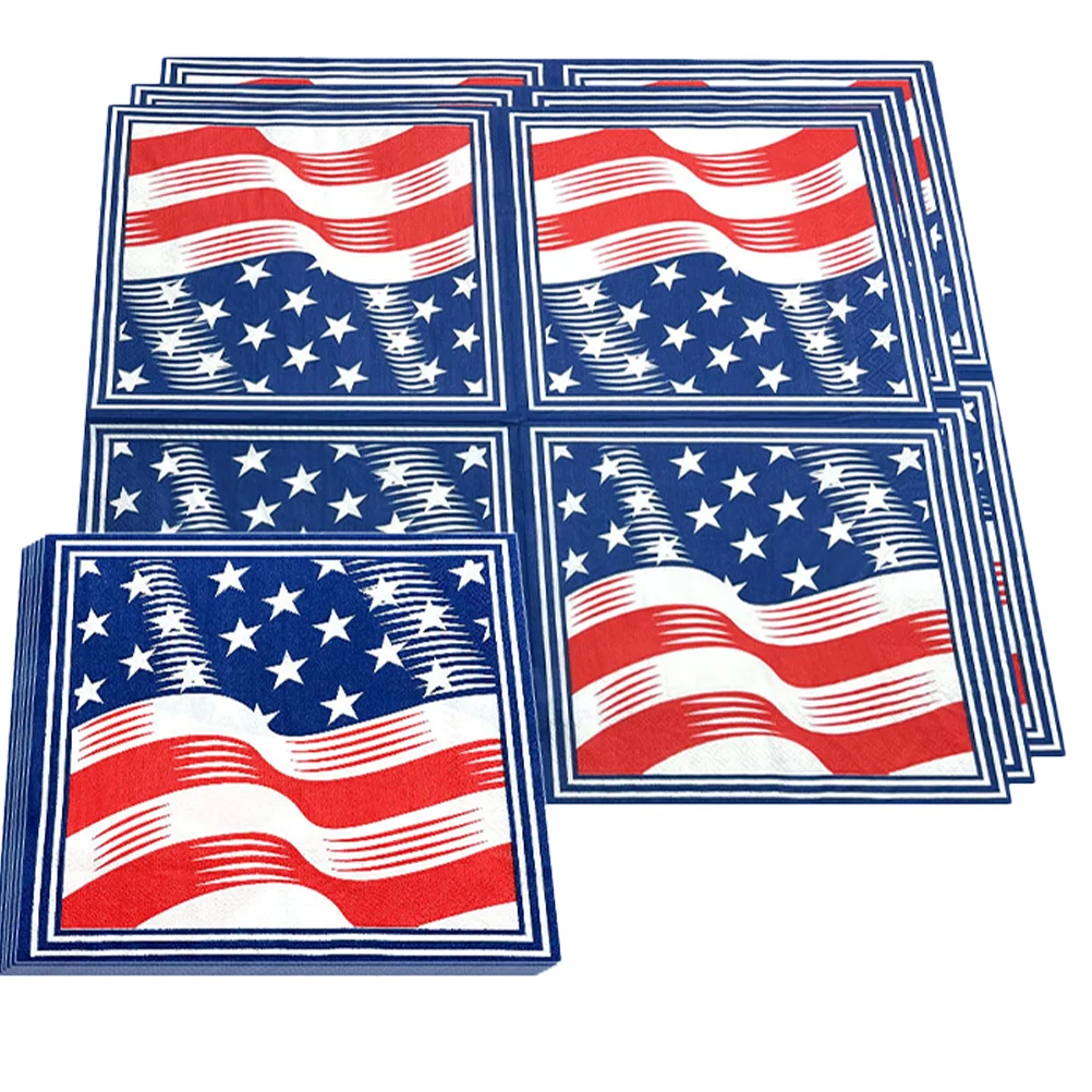 

40 Pcs American Style Dinner Party Decor Table Independence Day Napkin Paper Napkins