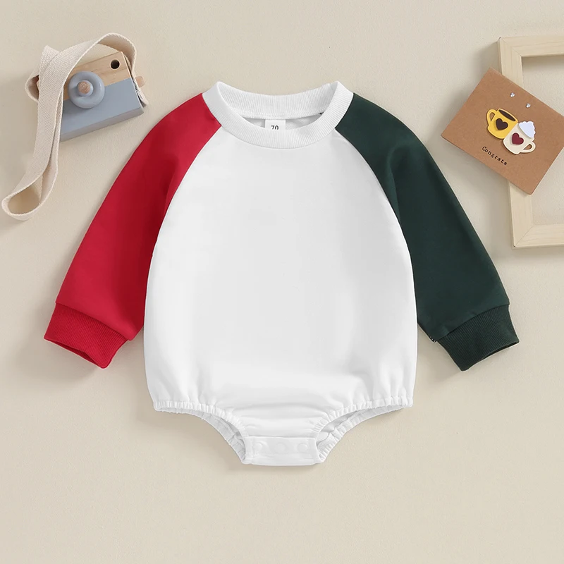 

Baby Fall Winter Sweatshirt Romper Raglan Long Sleeve Round Neck Contrast Color Bodysuit Jumpsuits Casual Infant Warm Clothes