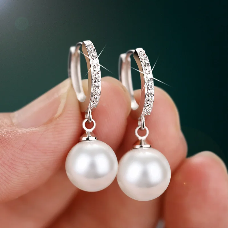 

Elegant Pearl Earrings Genuine Natural Freshwater Pearl 925 Sterling Silver Earrings Pearl Jewelry for Wemon Classic Design Gift