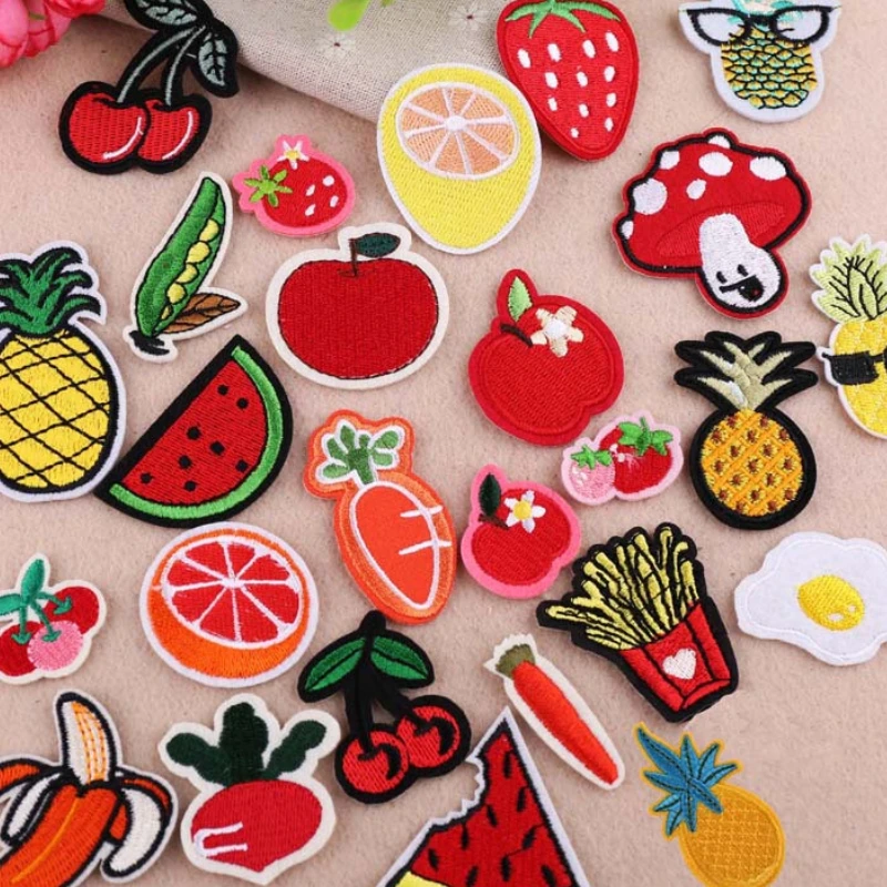 

Cute Fruits Iron on Patches for Kids Clothing Children Childlike Embroidery Anime Patch for Clothes Girls Bags DIY Accessory