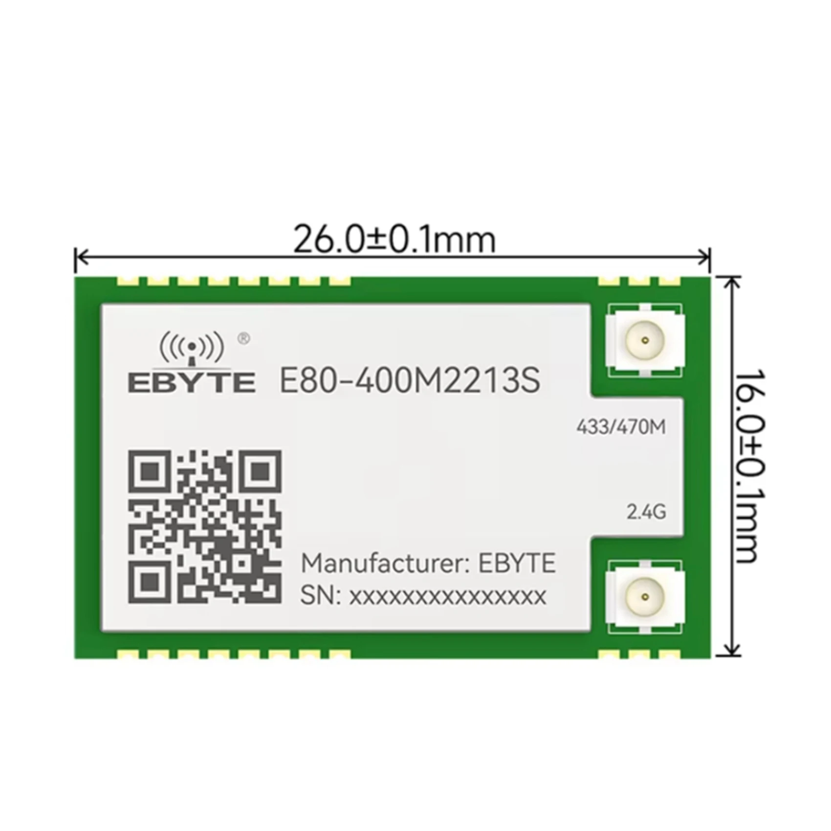 Фото 2X EBYTE LR1121 Lora модуль с расширенным спектром частот, двухдиапазонный 433 МГц 2.4 ГГц SMD TCXO E80-400M2213S SPI RF-модуль №1