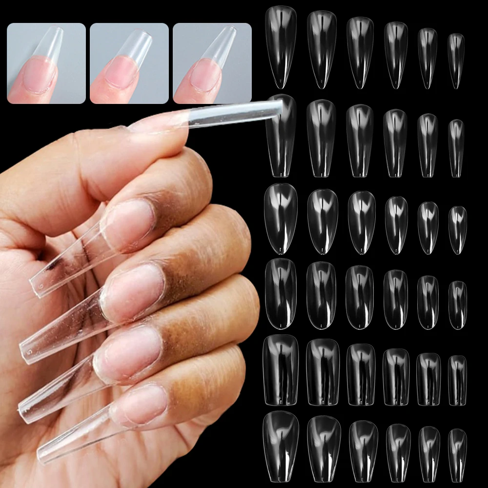 

24pcs Full Cover Press on Nail Tips Stiletto Almond Square T-shaped Coffin French False Fake Soak Off Gel Nail Extension Tips