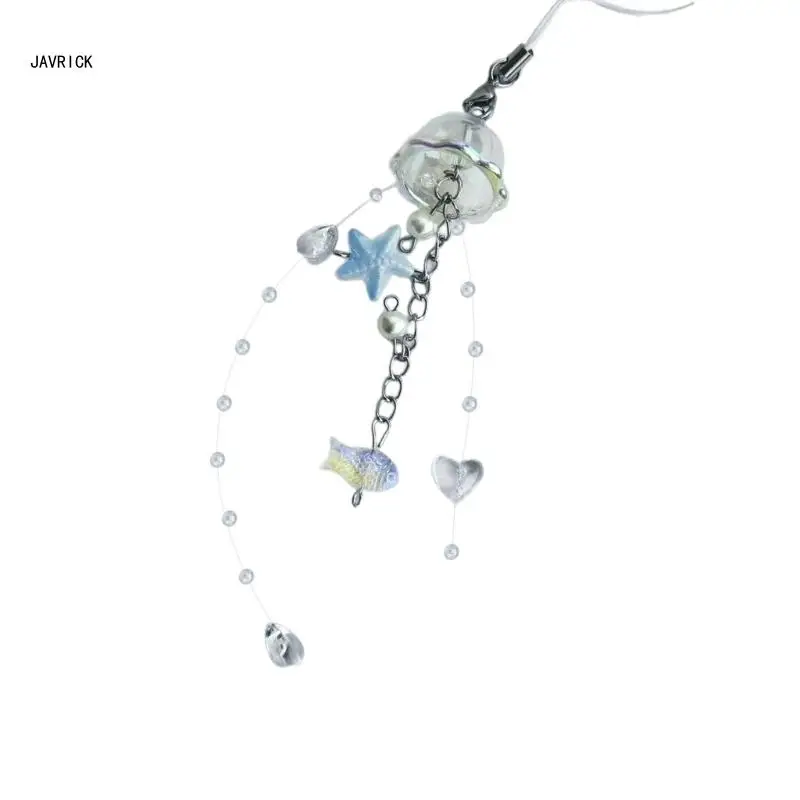 Привлекательный брелок для телефона в виде медузы со звездными кристаллами и