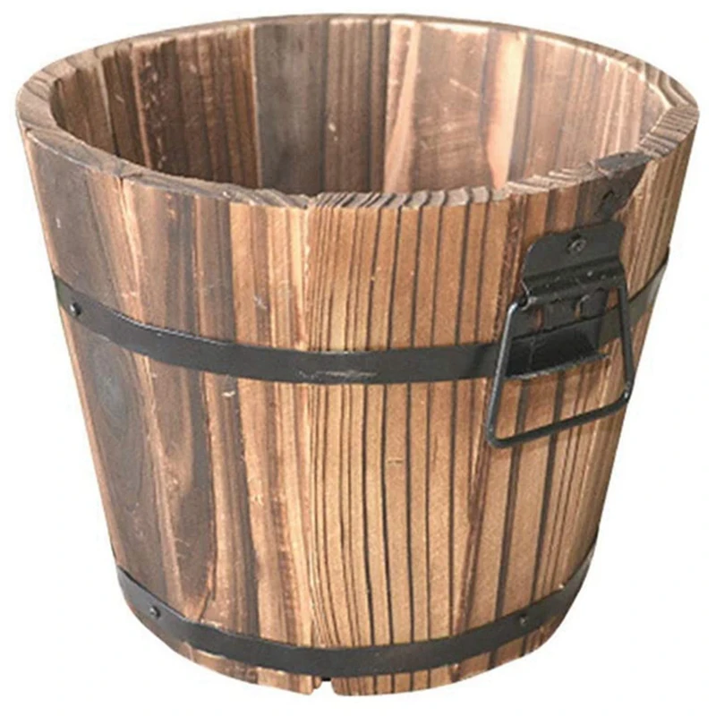 

Succulent Flower Pot Balcony Planting Vegetable Anticorrosive Wood Flower Pots Home Decoration Small Wooden Barrels