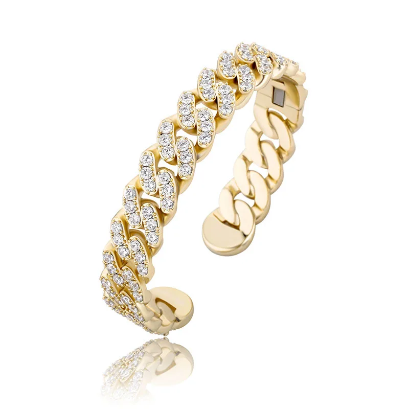 

12mm Fashion Trend Full Zircon Bracelet Hip Hop Men's Bracelet