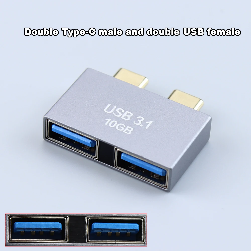 

Адаптер для кабеля с USB C на двойной USB 3,1 Тип C штекер на двойной тип C женский usb-хаб Type-C конвертер для зарядного порта для ноутбука Macbook