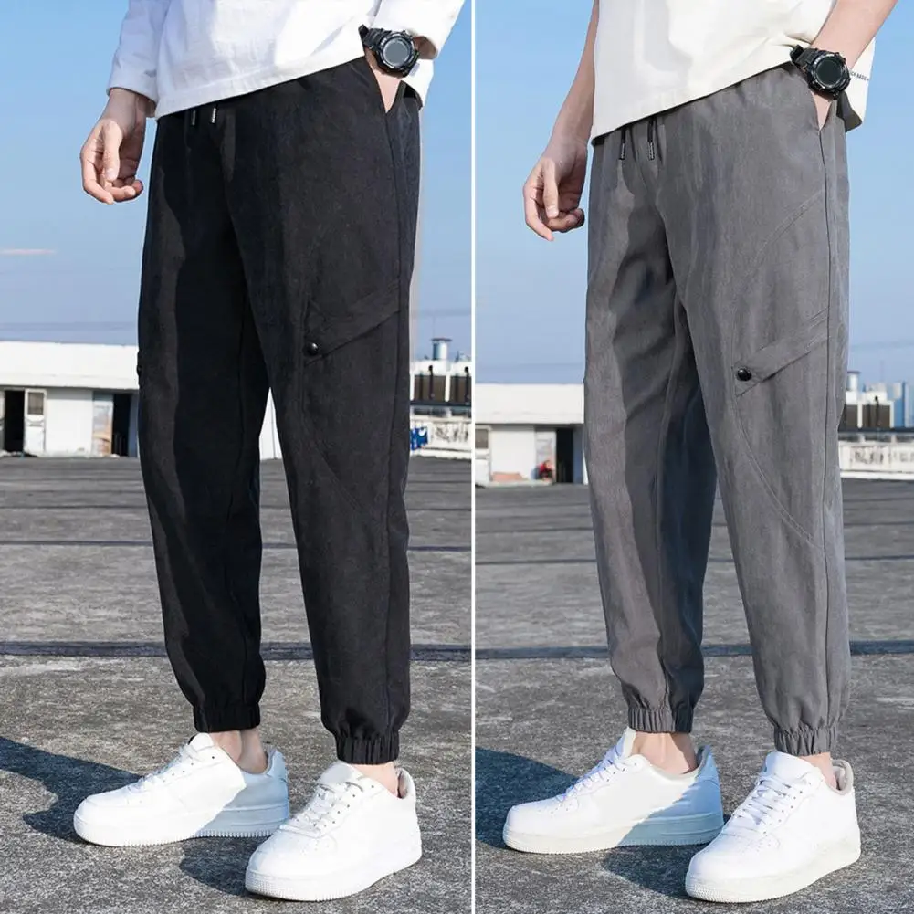 

Брюки мужские спортивные моющиеся, на шнуровке, однотонные, весна-осень