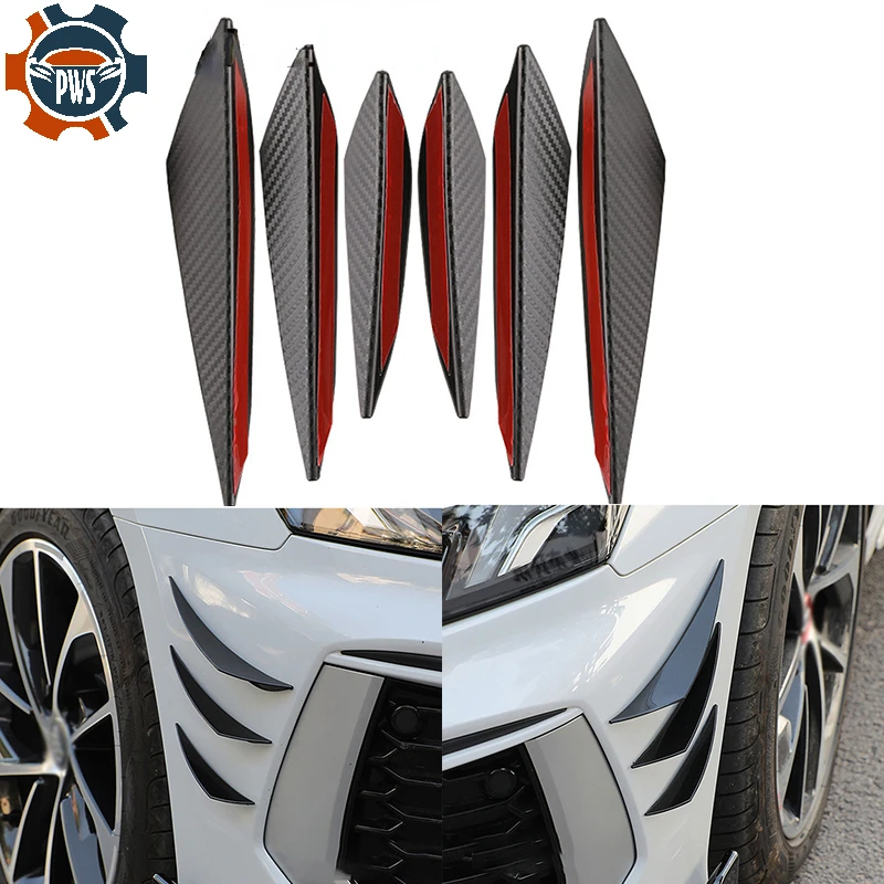 

Универсальный диффузор для переднего бампера из углеродного волокна, 6 шт./компл., отводной плавник, спойлер для модификации автомобиля, укр...