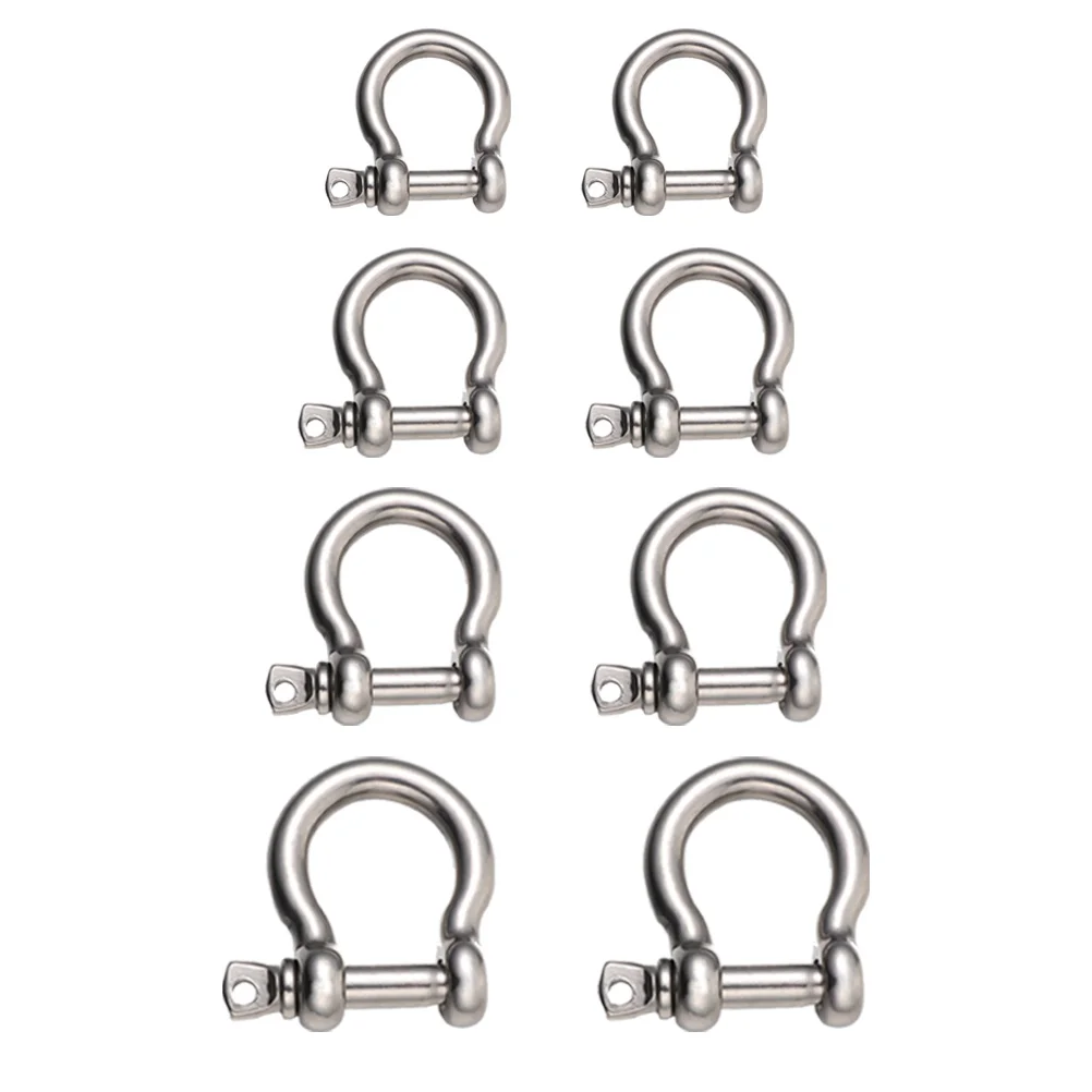 

8 Pcs Bow Buckle D-Shackle Steel Shackles Metal Lock Horseshoe Shaped Stainless Sturdy Lifting