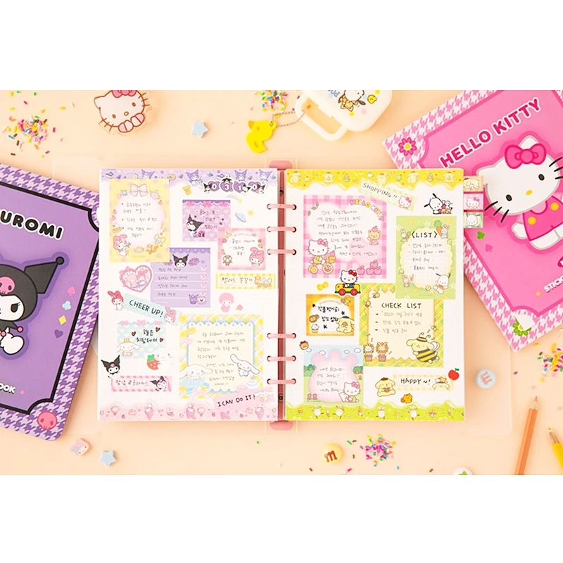 

Kawaii Kawaii My Melody Kuromi Cinnamoroll Posted-It Notes Suit Anime Sanrioed Girl's Heart Tearable Note Pad Handbook Material
