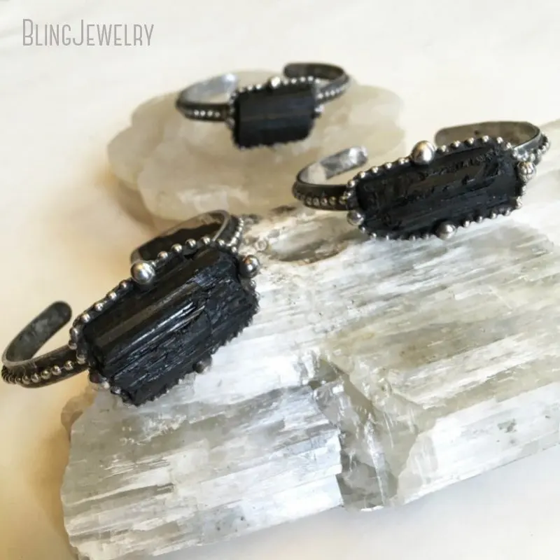 Готический эзотерический браслет на Хэллоуин черный турмалиновый брикет 10 шт