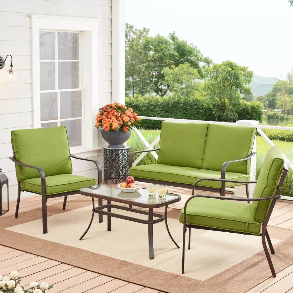 

Stanton 4-Piece Outdoor Patio Furniture Conversation Set, Green Beach Chairs Chair Outdoor Chair 45.87 X 22.24 X 33.66 Inches