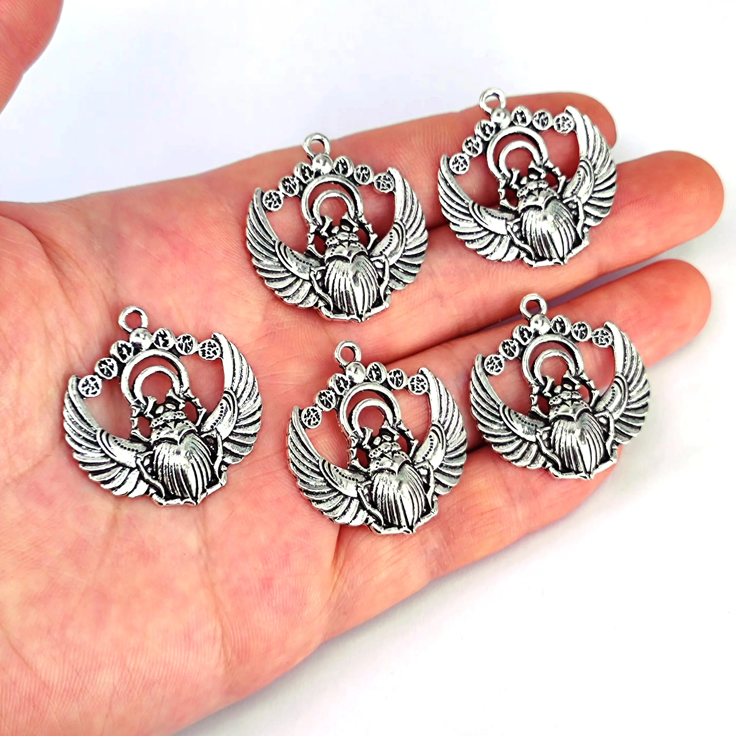 

5pcs vintage gothic natural insect scarab charm for DIY earring necklace making jewelry findings
