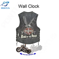 Motorcycle Vest Wall Clock Hanging Clock for Home Living Room Decoration Retro Bar Coffee Office Wall Decor Art Birthday Gifts