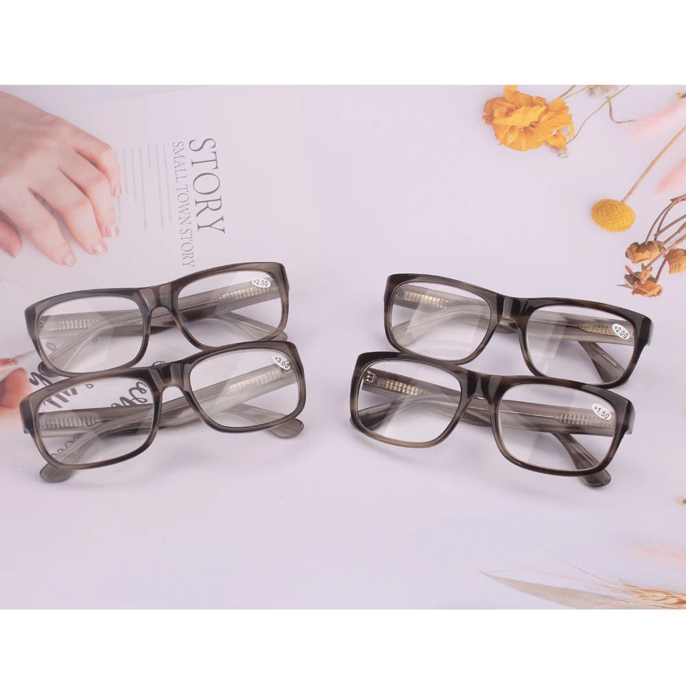 Wholesale promotion reading glasses for men black gray wide lens gafas de lectura hombre очки для чтения мужские +150,+200,+250