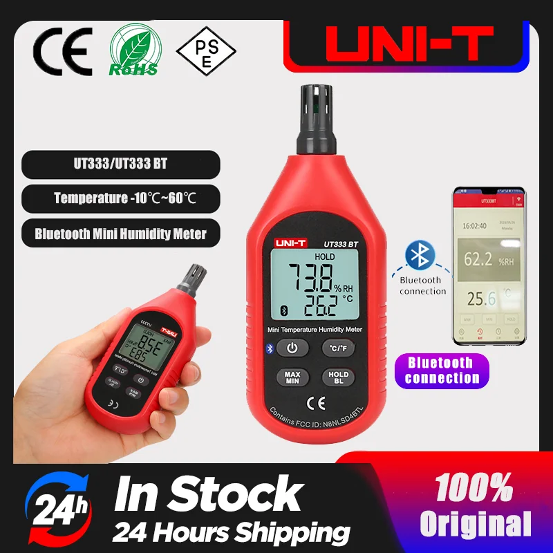 

UNI-T UT333BT Temperature Humidity Meter Bluetooth Mini Digital LCD Air Thermometer Hygrometer Gauge Tester UT333 Upgrade