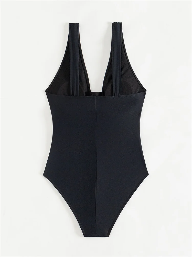 Цельный купальник новинка 2024 Женский однотонный с пуш-ап сексуальный Монокини