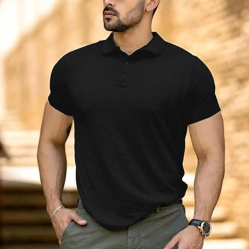 

Fashion Men T-Shirt Tops Tee Blouse Top Business V Neck Button Up Casual Comfort L-3XL L-XXXL Plus Size Polyester