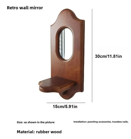 Европейское подвесное винтажное настенное зеркало с полкой из цельного дерева, подсвечник для ароматерапии, декоративная настенная стойка для гостиной, дома