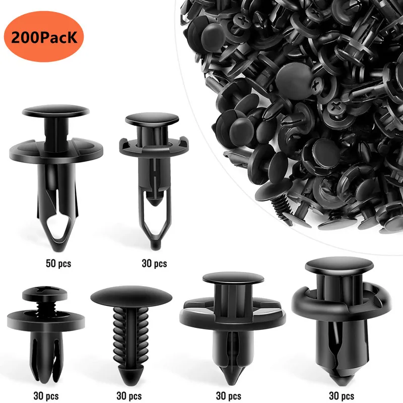 

200 piece general plastic automotive body rivet clip automotive bumper fastener clip for GM Ford ch Size 6
