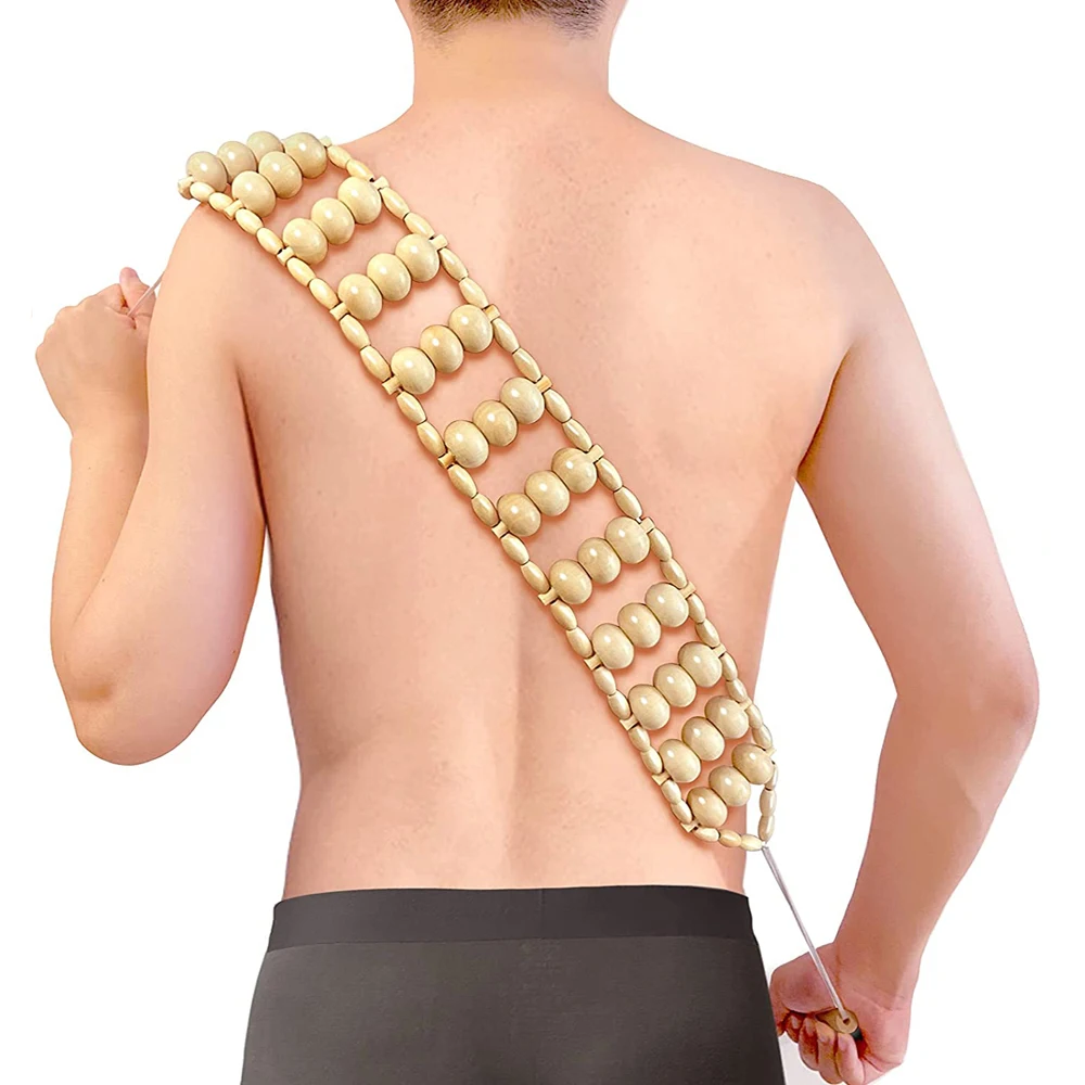TCCRE Wood Back Massage Roller Rope Therapy Cellulite Tools Self For Neck Leg Pain Relief | Красота и здоровье