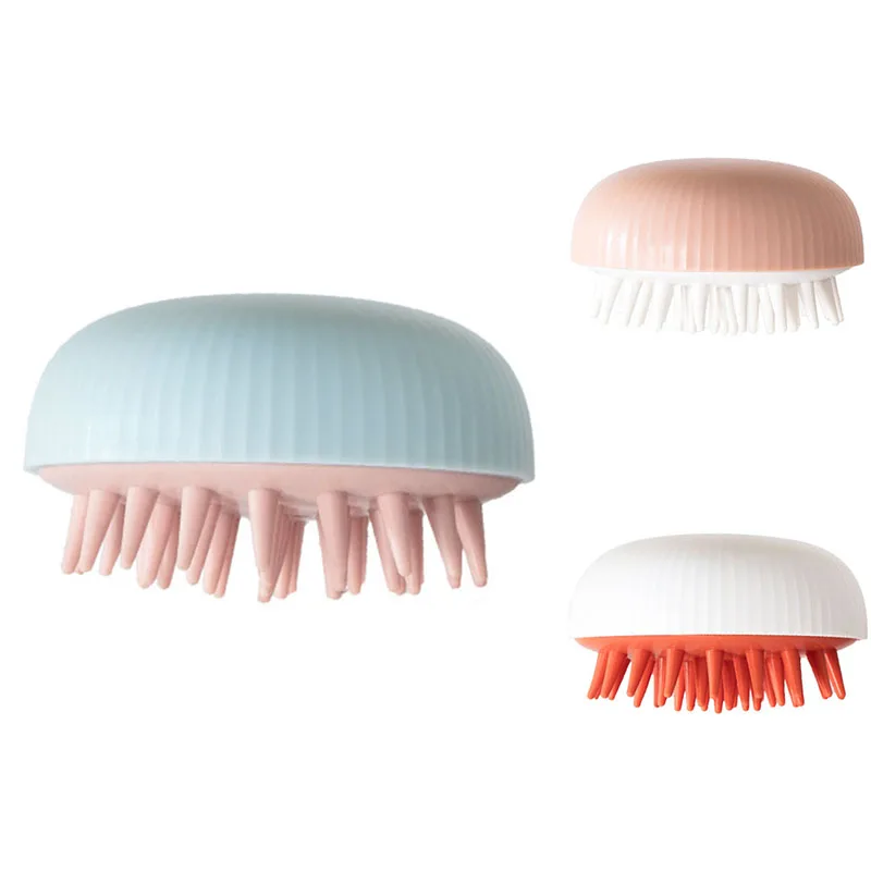 

Massage Brush Three Holes Soft Silicone Shampoo Brush Wet And Dry Non-Slip Massage Brush High Quality