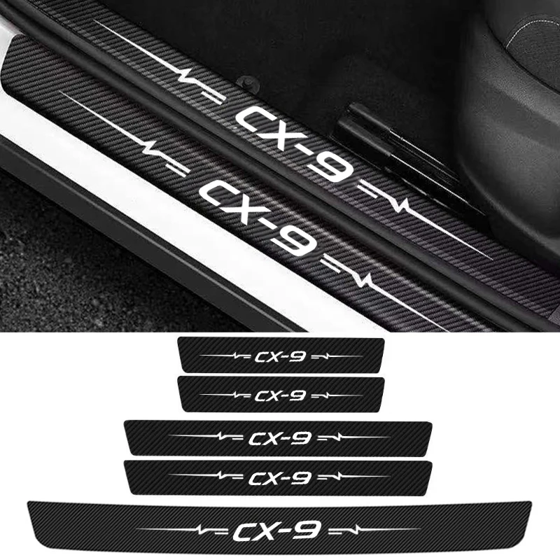 

Car Door Threshold Sill Protector Sticker for Mazda CX9 CX-9 Logo 2021 2020 2019 2018 2017 2016 2015 Rear Trunk Bumper Decals
