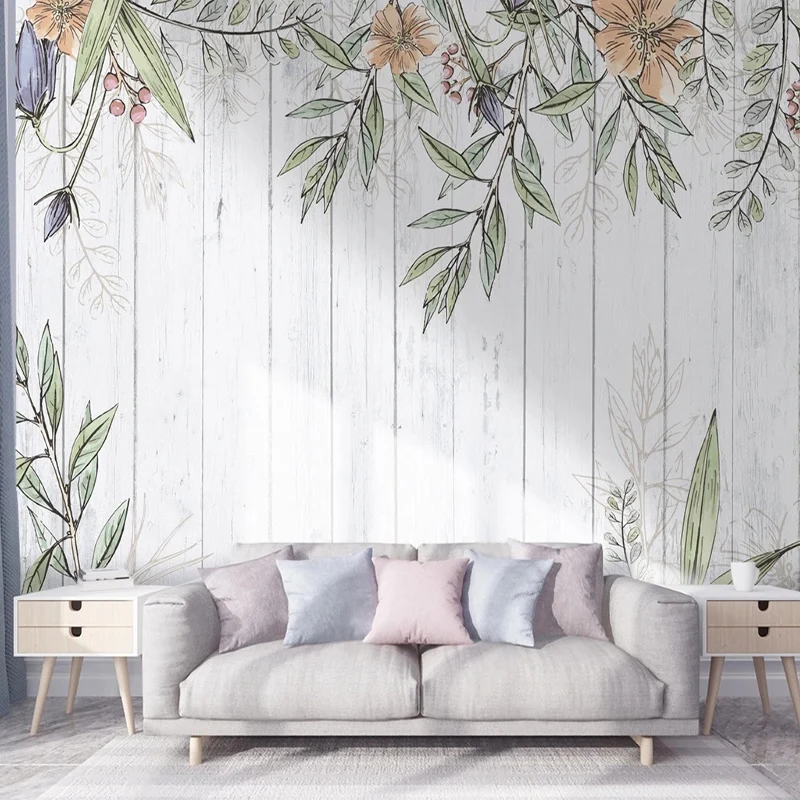 

Custom Wall Cloth Nordic Style Simple Wood Grain Leaves Wallpaper Living Room Bedroom TV Background Wall Decor Mural 3D Fresco