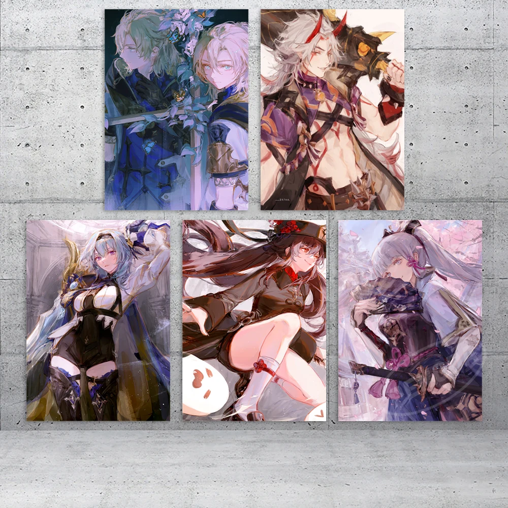 

Wall Art Modular Genshin Impact Canvas Pictures Naganohara Yoimiya Home Decor Anime Painting Prints Yae Miko Poster Living Room